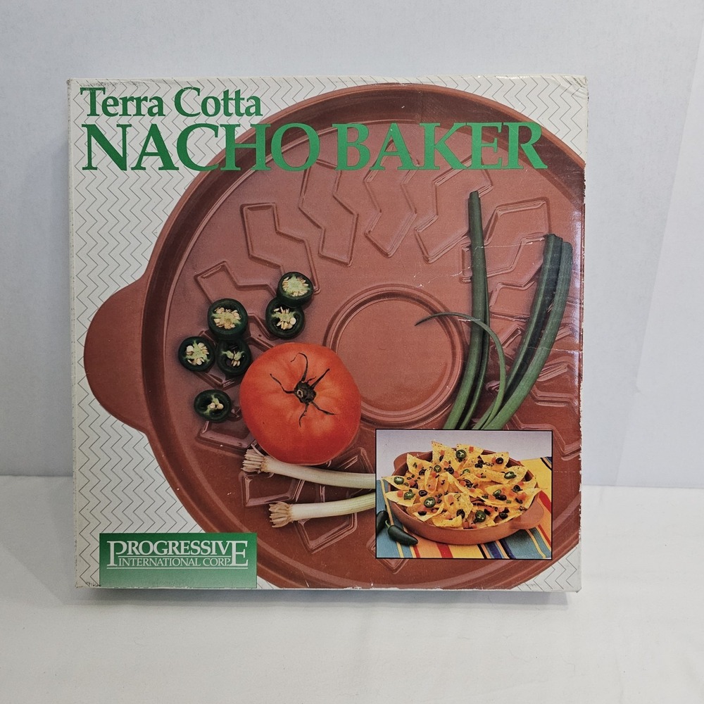 Vintage Pregressive Terra Cotta Nacho Baker Platter New In Box 11" Round